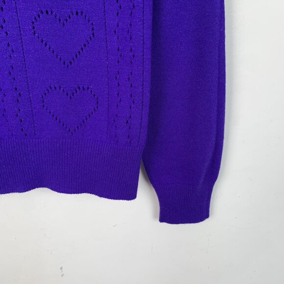 Miu Miu Purple Wool Heart Knit Crewneck Sweater Womens Size 36 Made In Italy - Picture 4 of 8